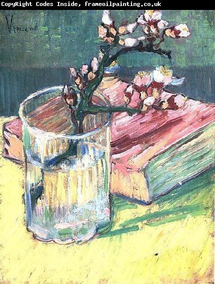 Vincent Van Gogh Blossoming Almond Branch in a Glass with a Book